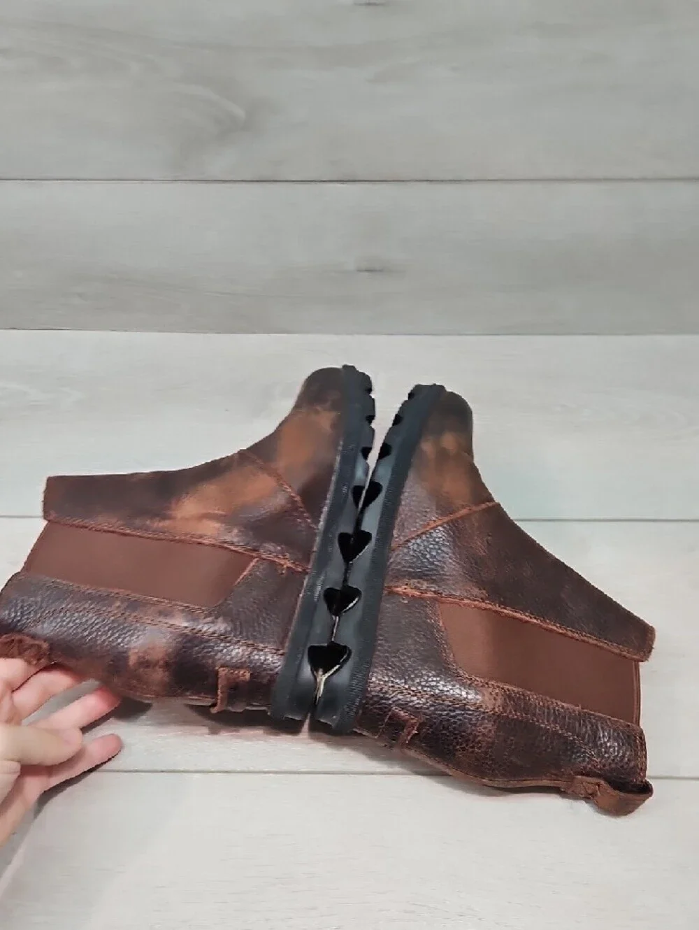 Sorel Brown Leather Chelsea Wedge Ankle Boots